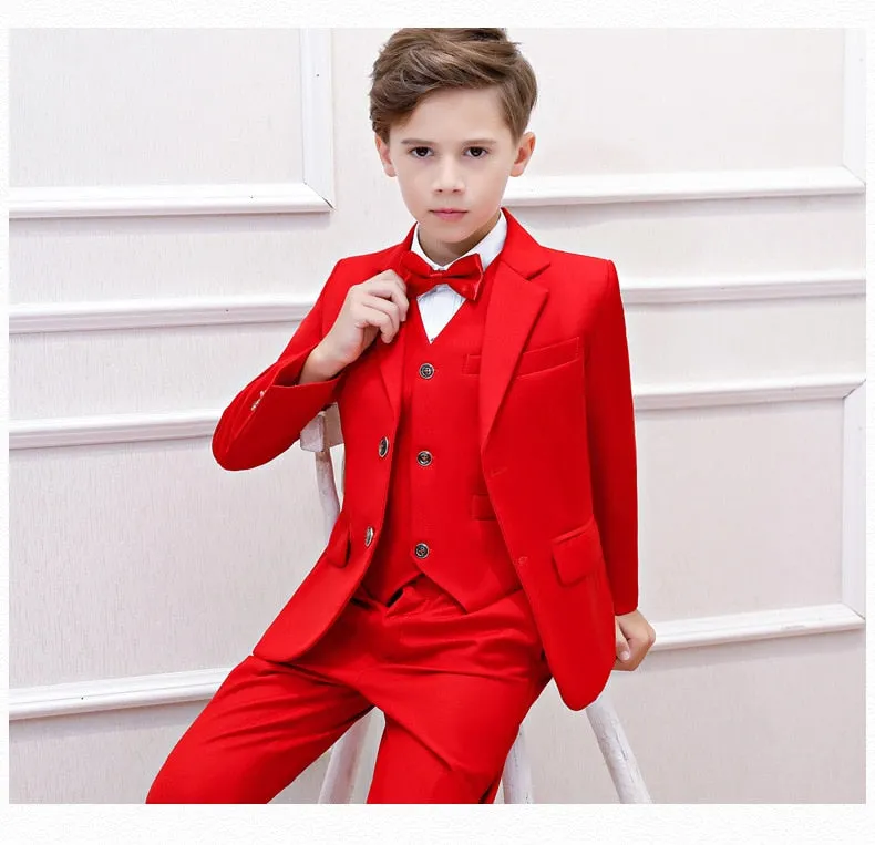 Traje de Nino Formal Suit for Boys Red Wedding Suit Kids Party Photograph Set Teenager Tuxedo