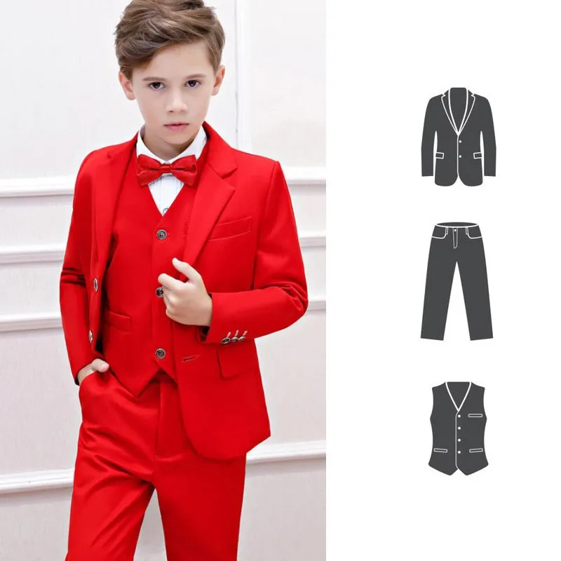 Traje de Nino Formal Suit for Boys Red Wedding Suit Kids Party Photograph Set Teenager Tuxedo