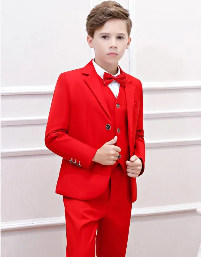 Traje de Nino Formal Suit for Boys Red Wedding Suit Kids Party Photograph Set Teenager Tuxedo