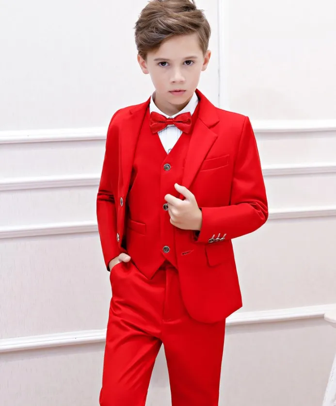 Traje de Nino Formal Suit for Boys Red Wedding Suit Kids Party Photograph Set Teenager Tuxedo