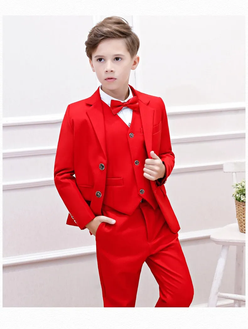 Traje de Nino Formal Suit for Boys Red Wedding Suit Kids Party Photograph Set Teenager Tuxedo