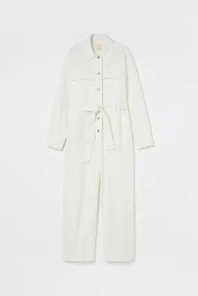 Twill boiler suit - Long sleeve - Long - White - Ladies | H&M GB