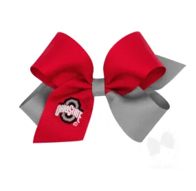 Two-Toned Embroidered Ohio State Bow / Medium