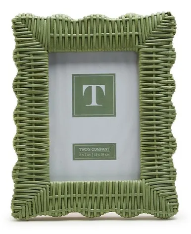 Two's Company Wicker Weave Green Frame, 5x7