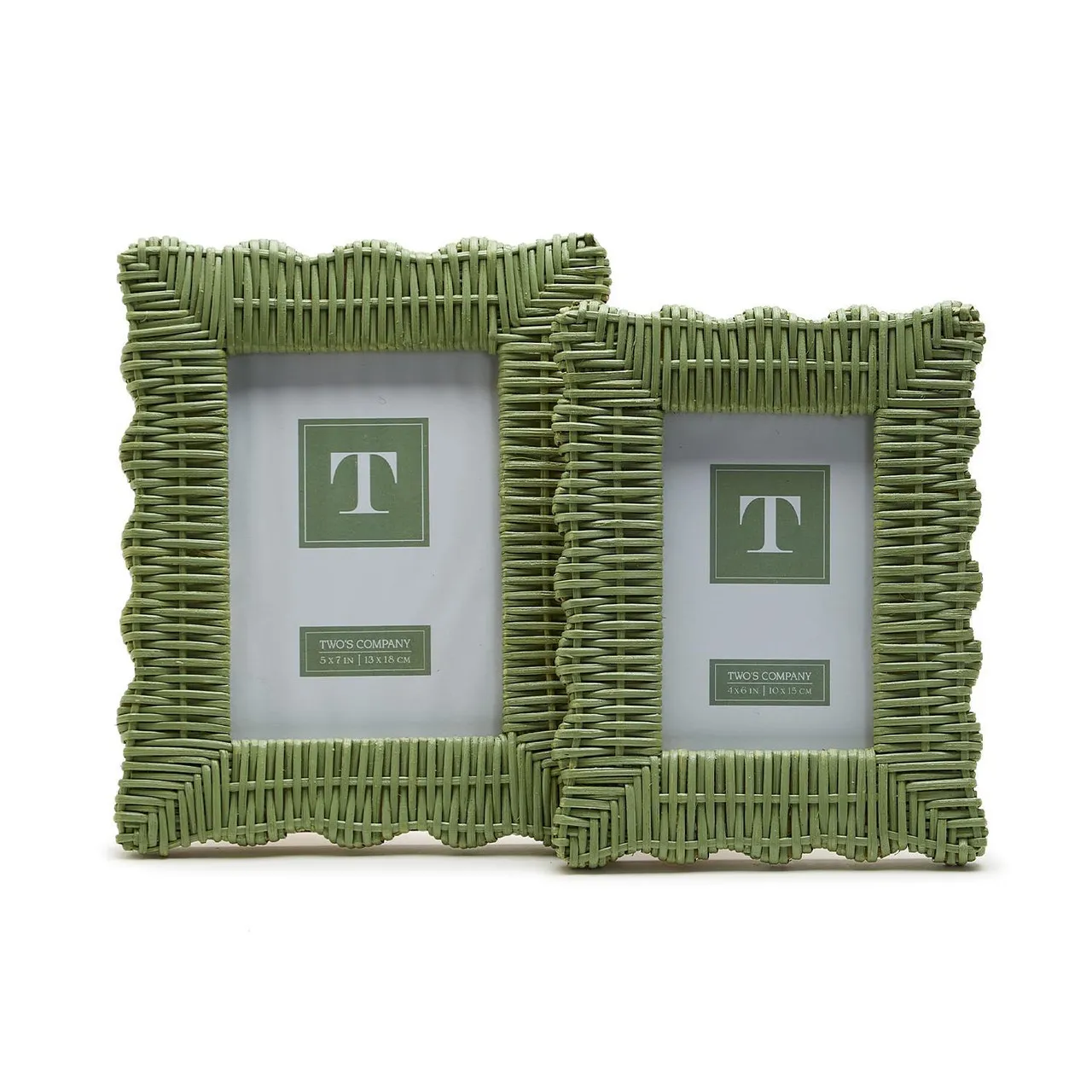 Two's Company Wicker Weave Green Frame, 5x7