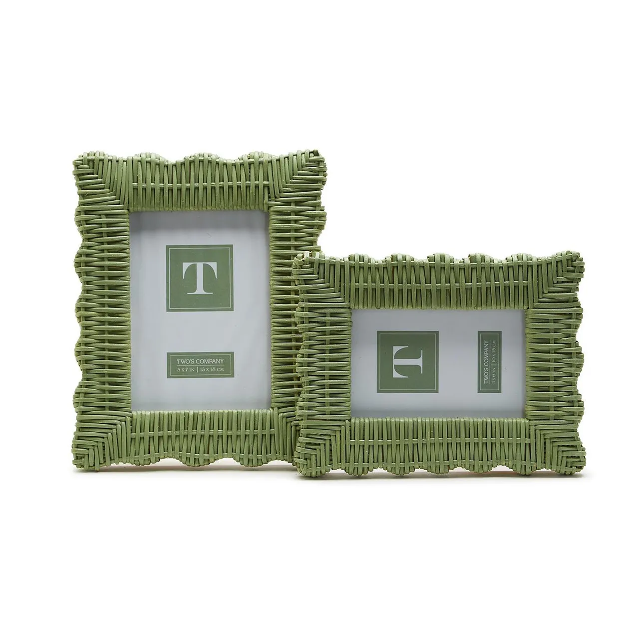 Two's Company Wicker Weave Green Frame, 5x7