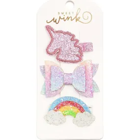 Unicorn Rainbow Hair Clips - Set of 3