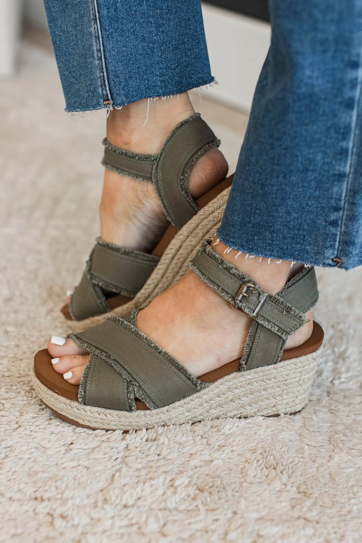 Very G Brista Wedge Sandals- Khaki