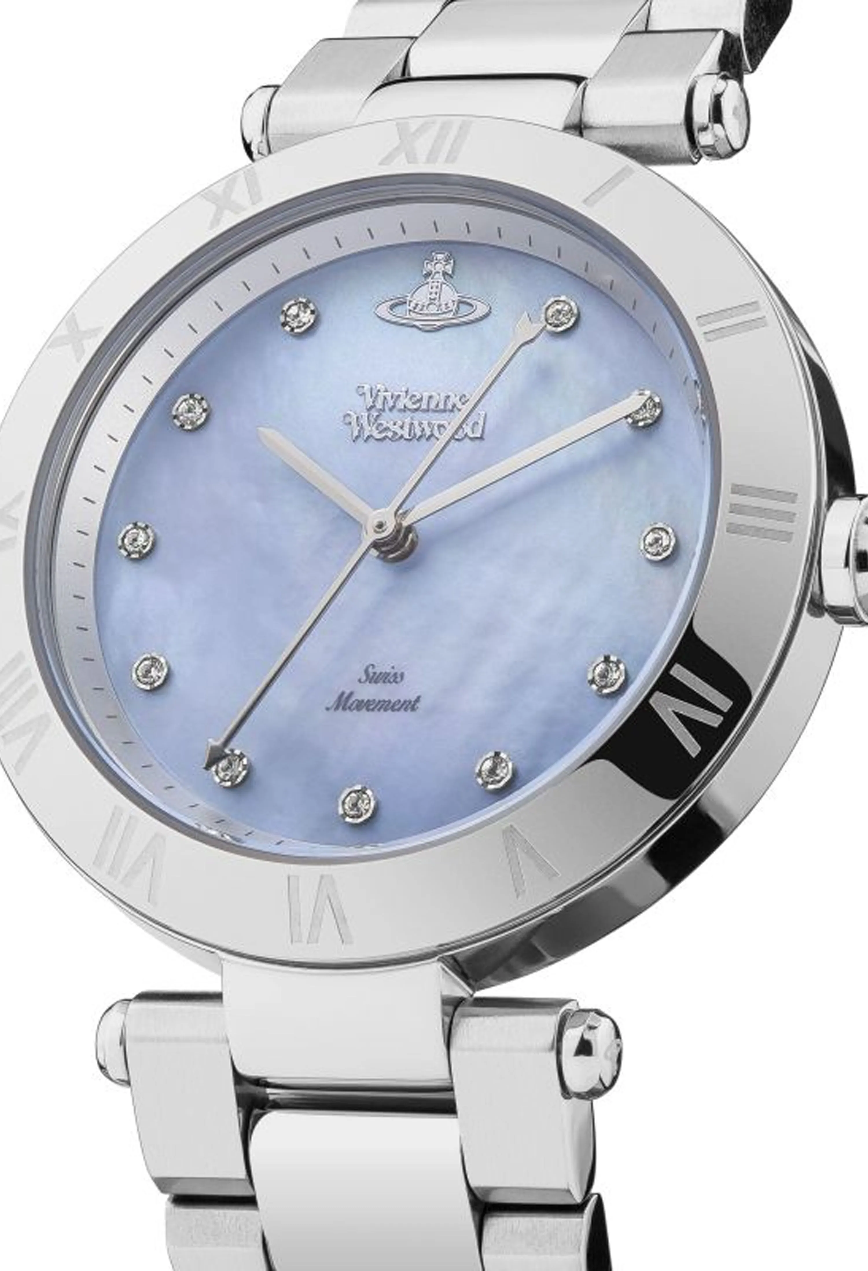 Vivienne Westwood Ladies Montagu Light Blue Dial Bracelet Watch Stainless Steel