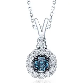 White Gold Blue & White Diamond Eternal Pendant