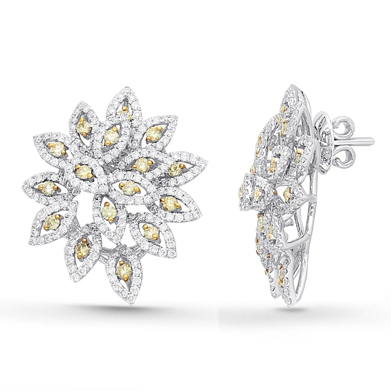 White Gold Yellow & White Diamond Eternal Earrings