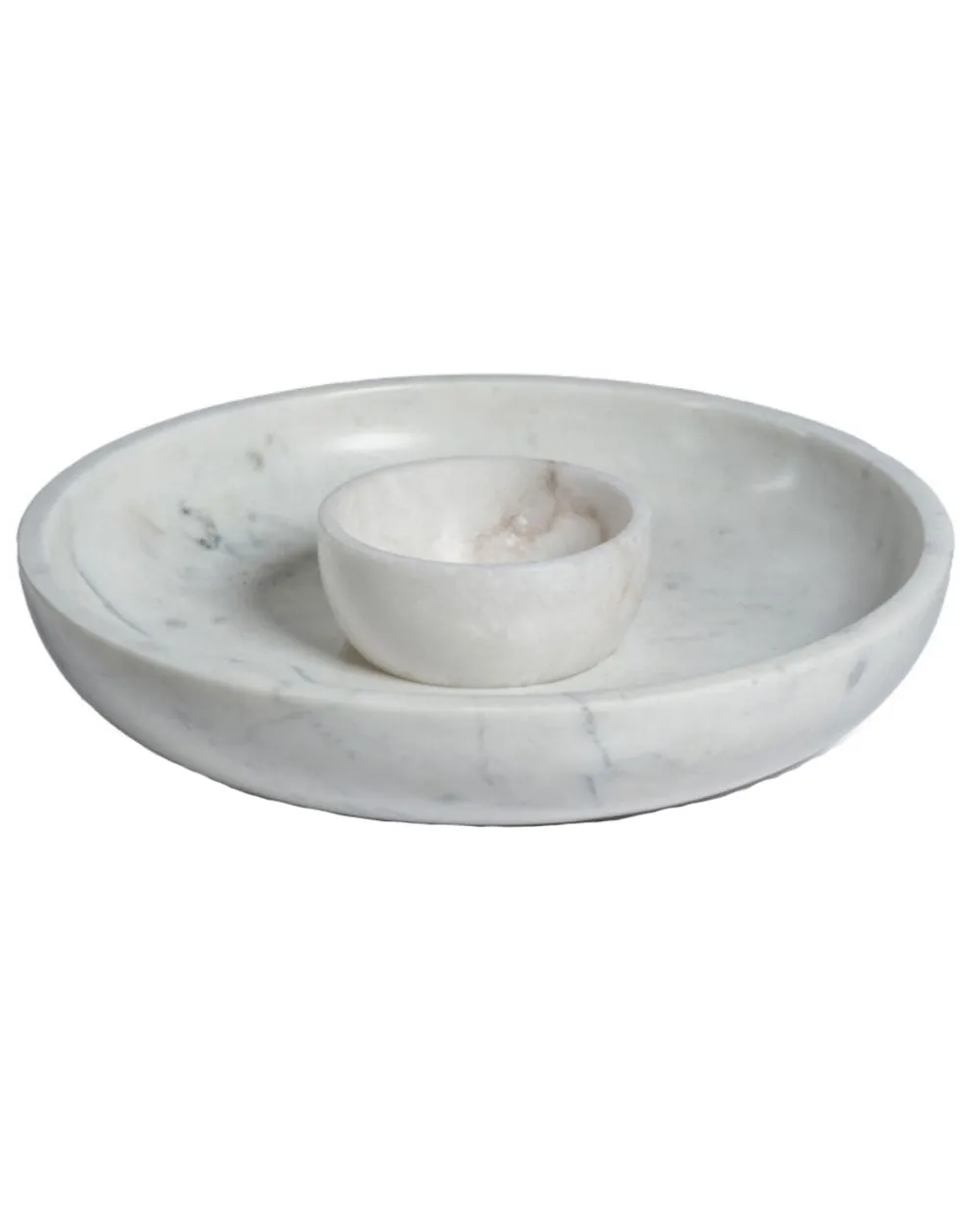 White Marble Chip and Dip Bowl