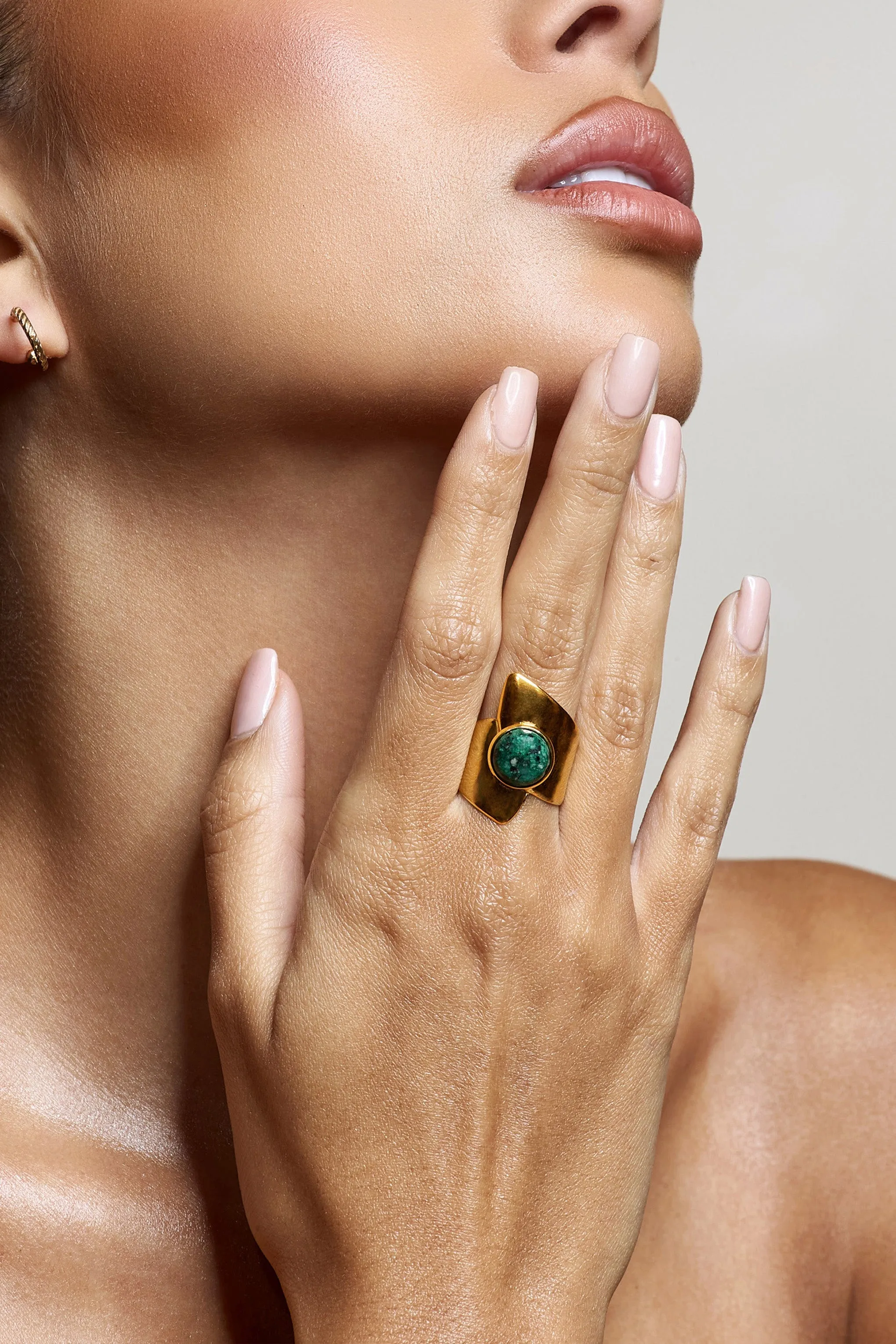 Zuri | Green Pendant Adjustable Gold Ring